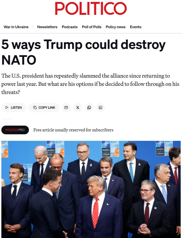 Politico: 5 способов, которыми Трамп может разрушить НАТО  На этой неделе Дональд Трамп резко усилил