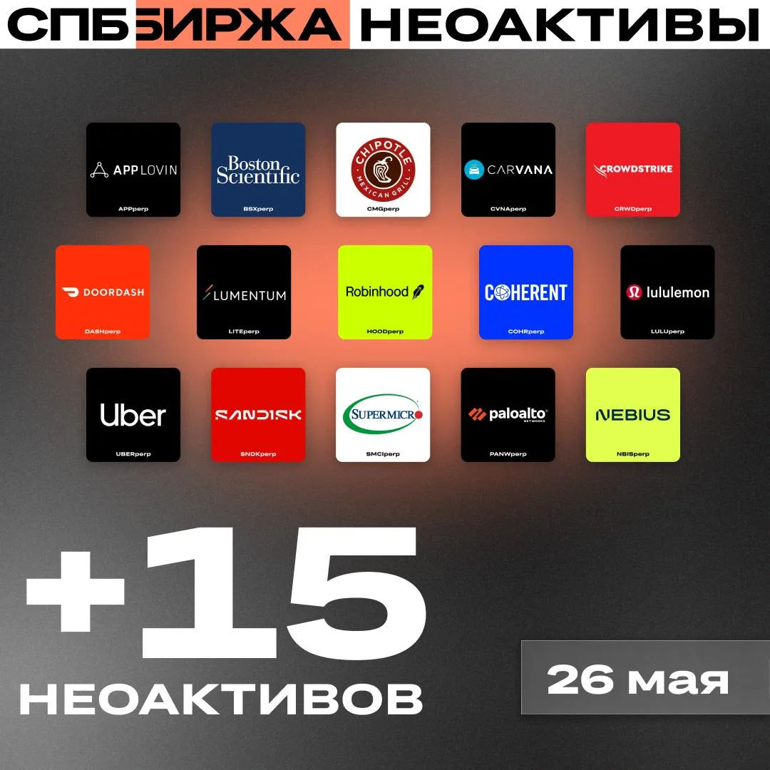СПБ Биржа с 26 мая расширит линейку неоактивов

На торгах станут доступны: 
$APPperp · AppLovin 
$BS