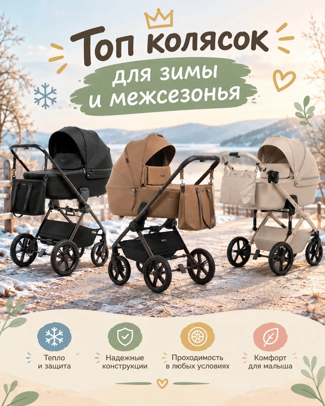 ❄️ Топ колясок для зимы и межсезонья