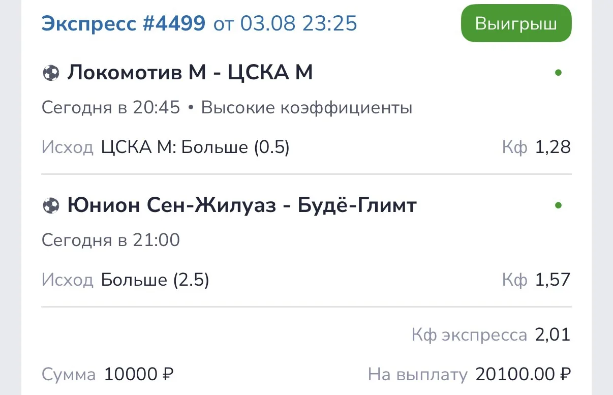 Сегодняшний прогноз на послеоплату зашел.