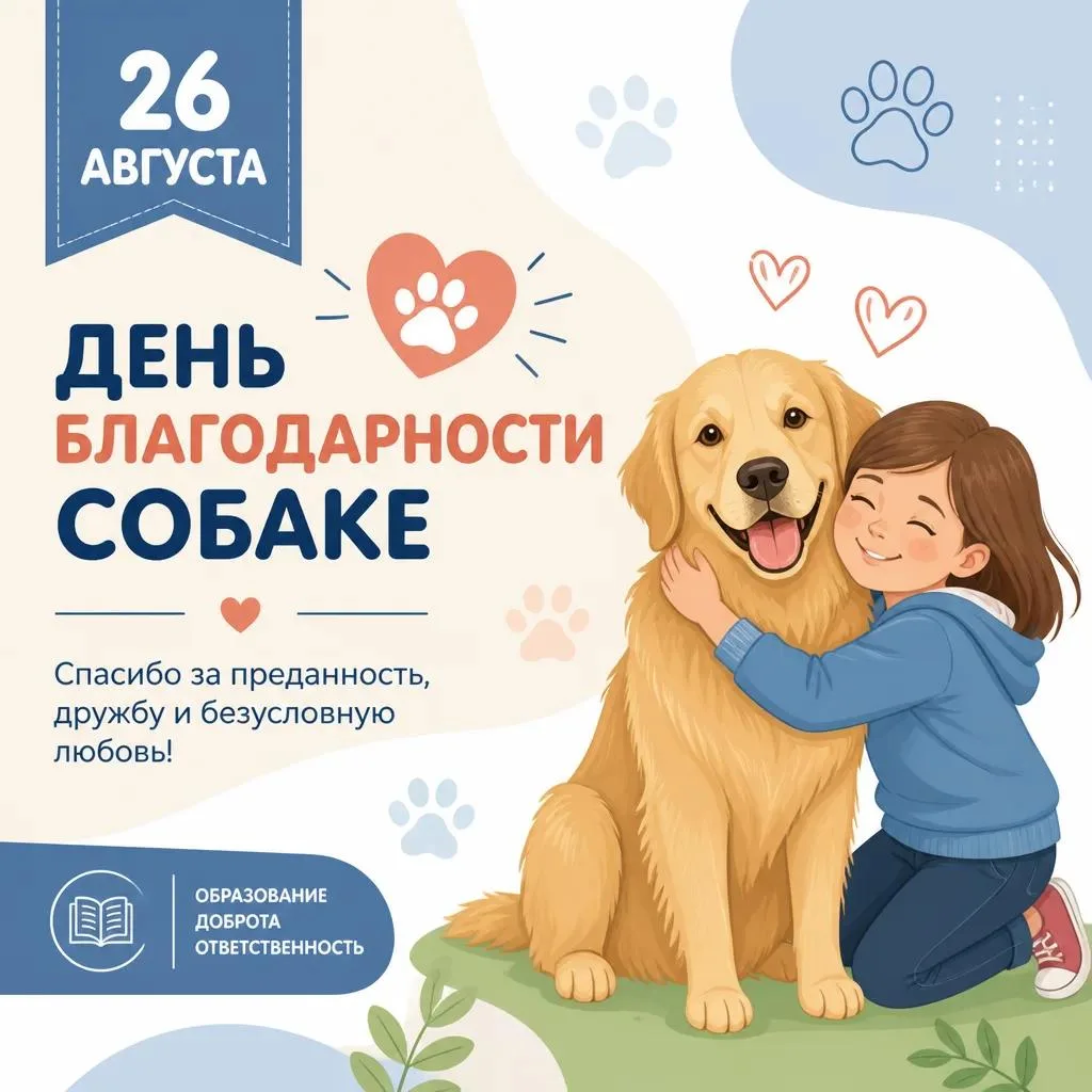 День благодарности собаке отмечается 26 августа — праздник посвящён верным четвероногим...