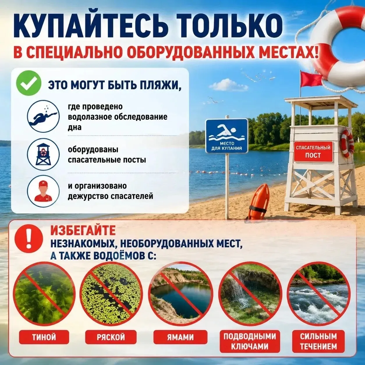 ❗ Правила безопасности на водоёмах в летний период❗

🌊 Водоёмы являются опасными в любое время года