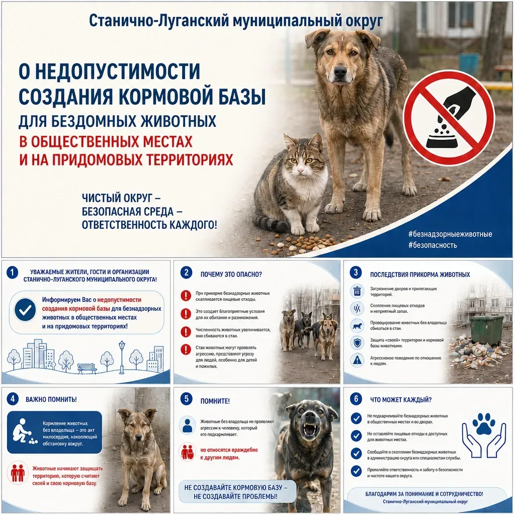 ‼️О недопустимости создания кормовой базы для бездомных животных в общественных местах ...