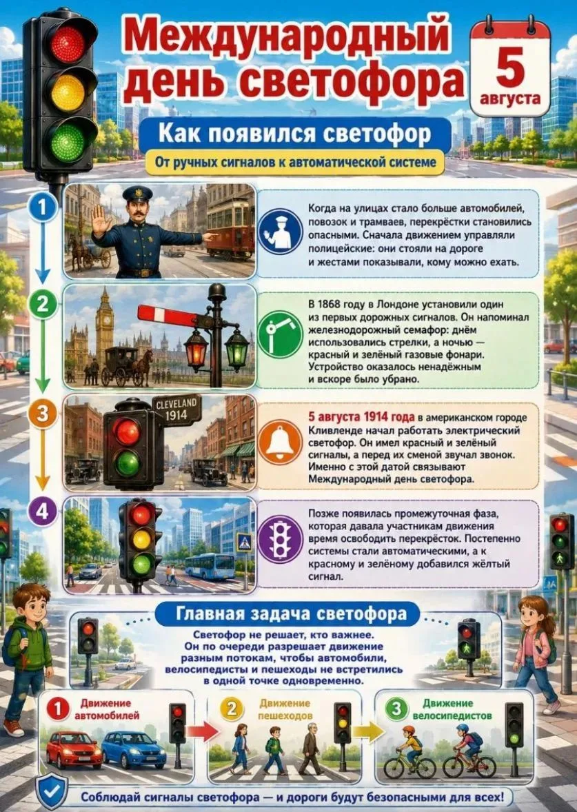 🚦Международный день светофора отмечают 5 августа