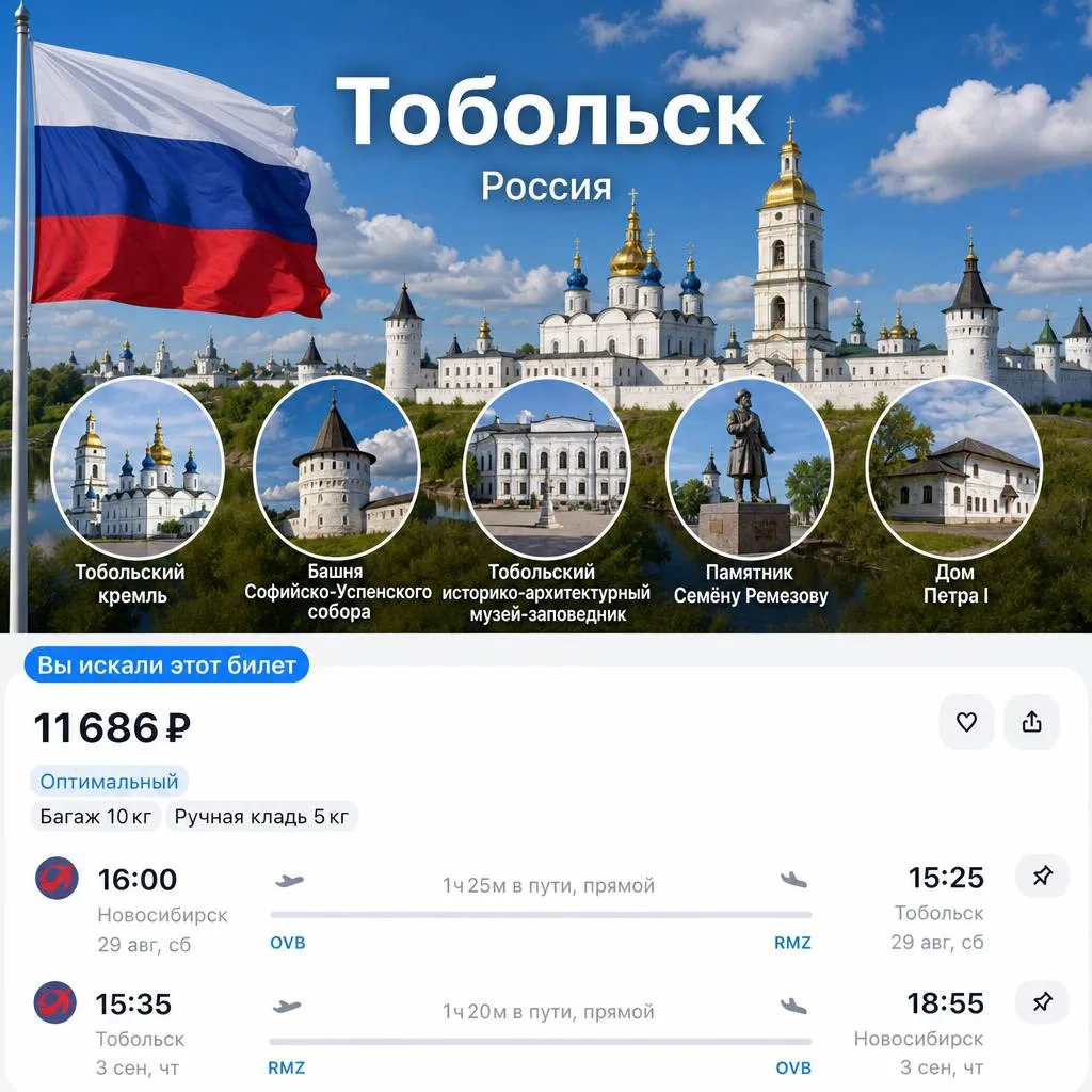 Улететь из Новосибирска в Тобольск