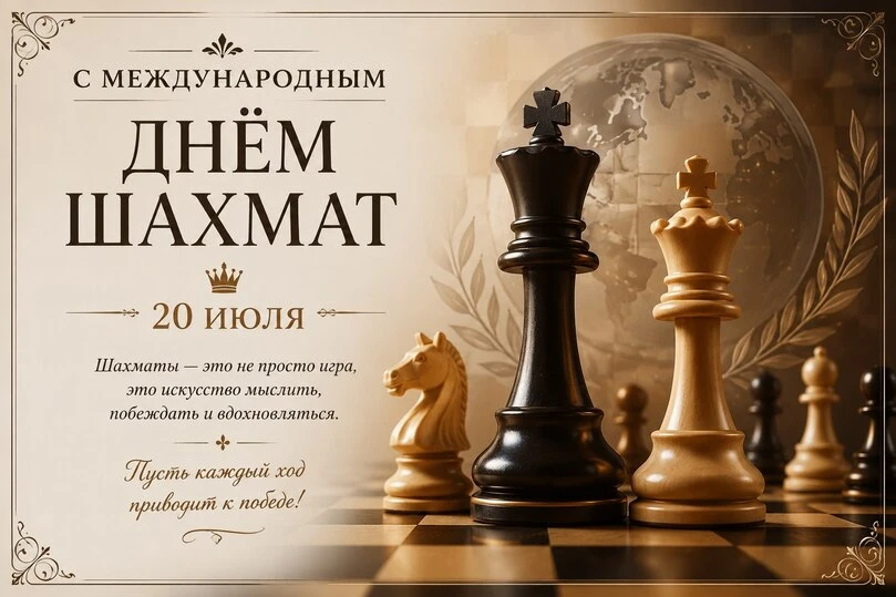 🌐 Международный день шахмат отмечается ежегодно 20 июля

💫Праздник посвящён популяризации игры, ко