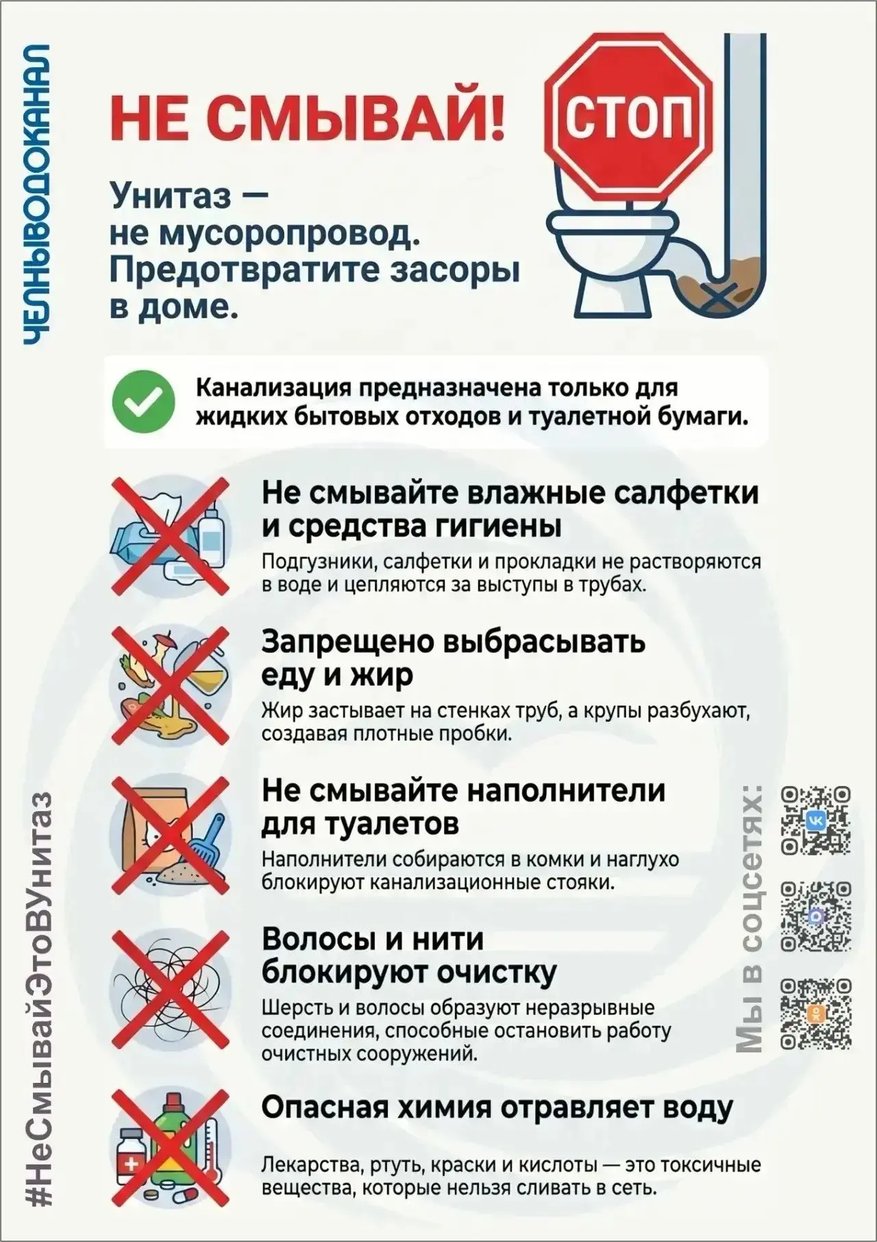 Напоминаем о важности соблюдения правил пользования канализацией. От того, насколько бережно мы отно