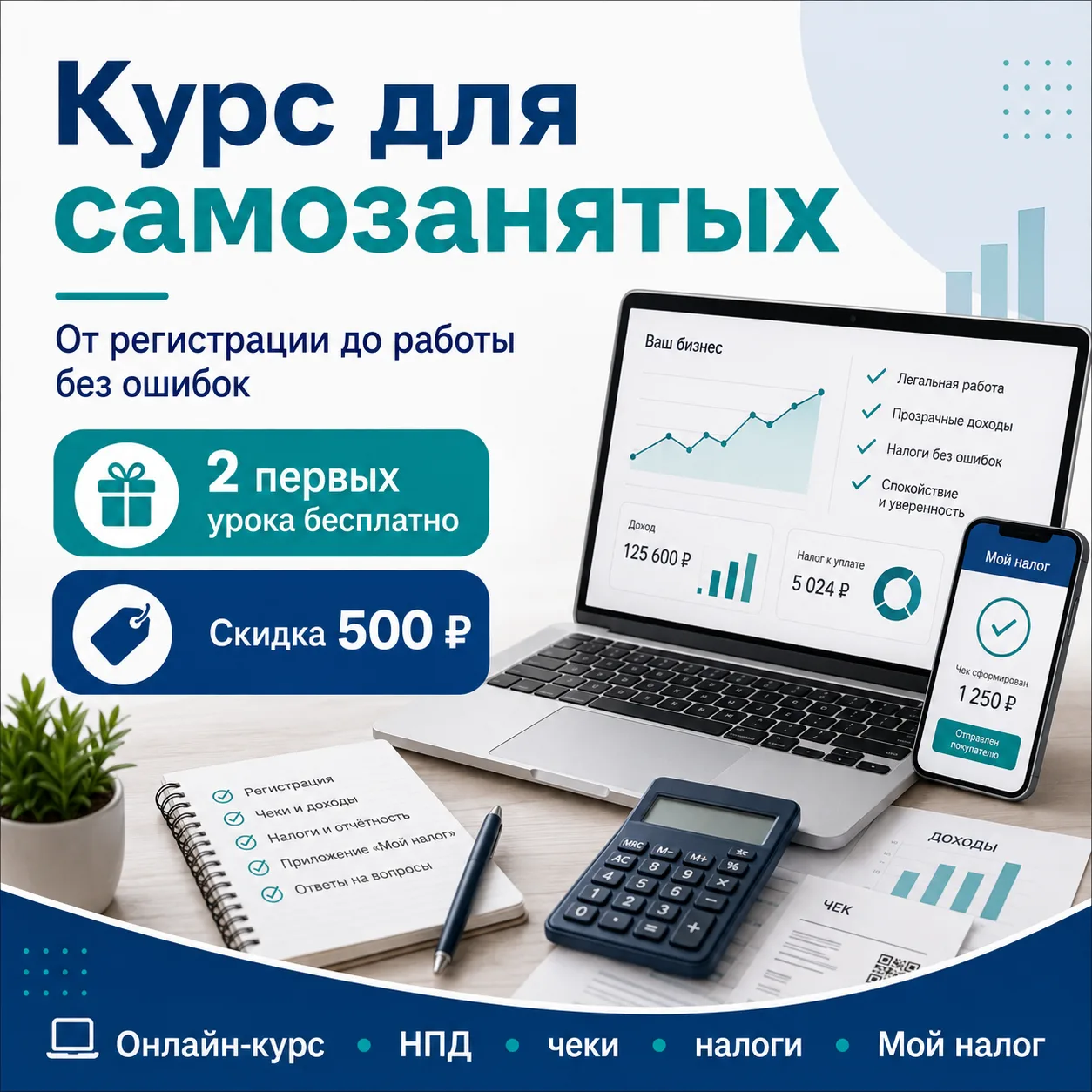 ОНЛАЙН-КУРС «САМОЗАНЯТОСТЬ: ОТ РЕГИСТРАЦИИ ДО РАБОТЫ БЕЗ ОШИБОК»