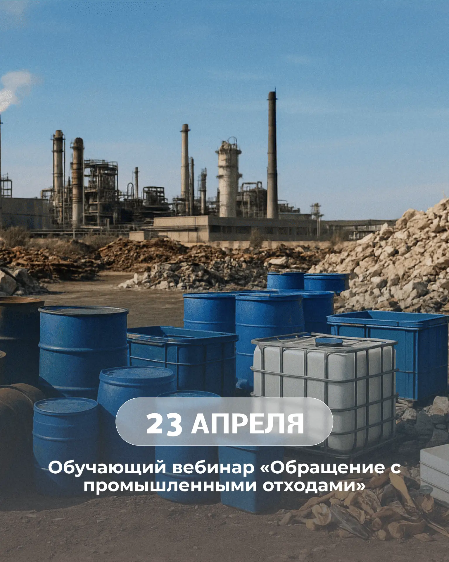 Обучающий вебинар «Обращение с промышленными отходами» пройдет 23 апреля при участии Росприроднадзор