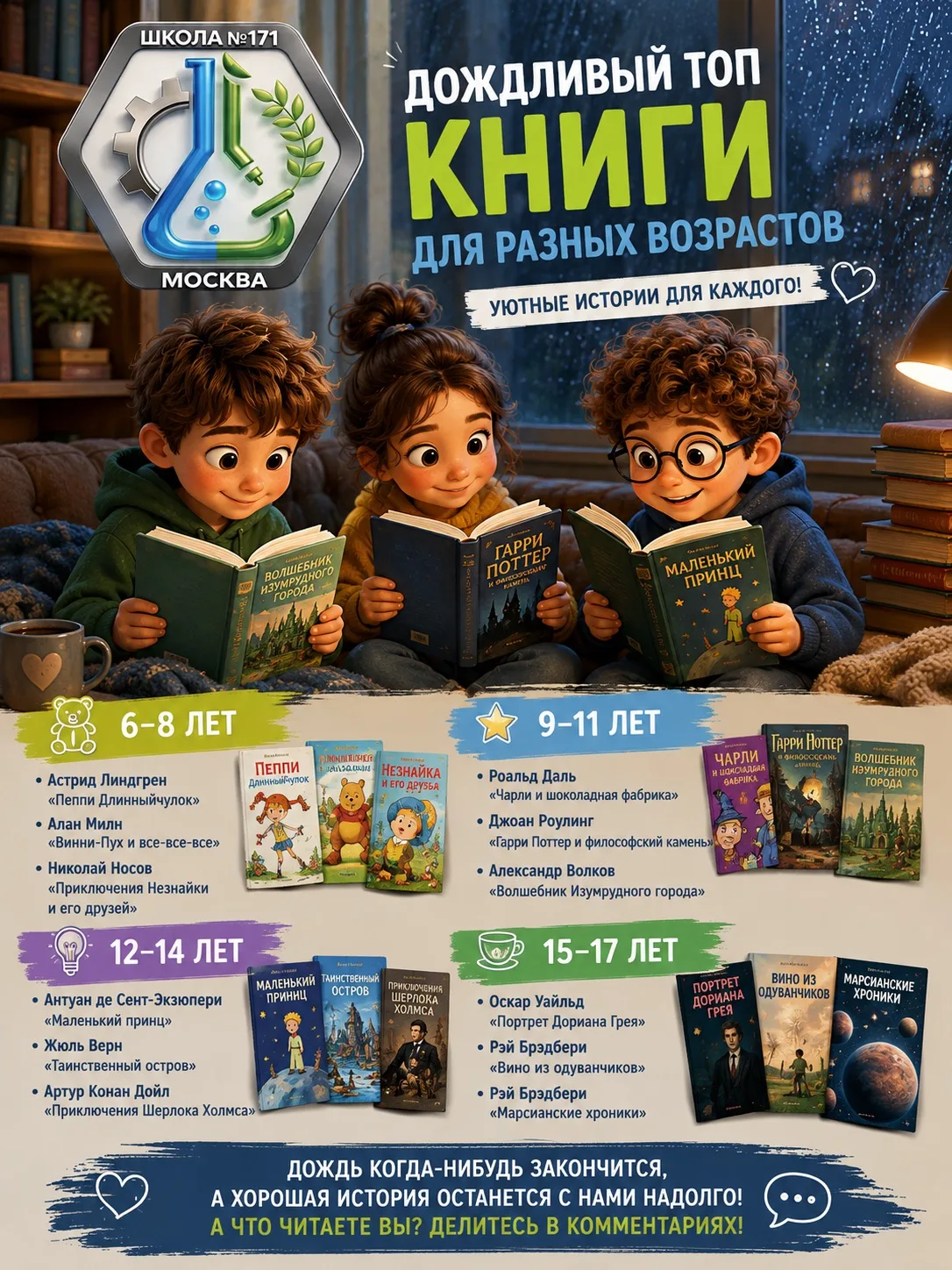 📚 Дождливый ТОП от Управляющего совета: книги для разных возрастов