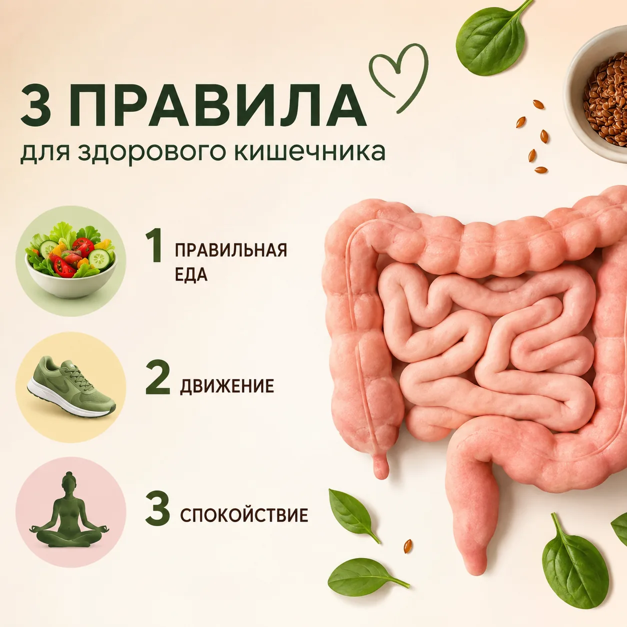 3 главных правила для хорошей работы кишечника.