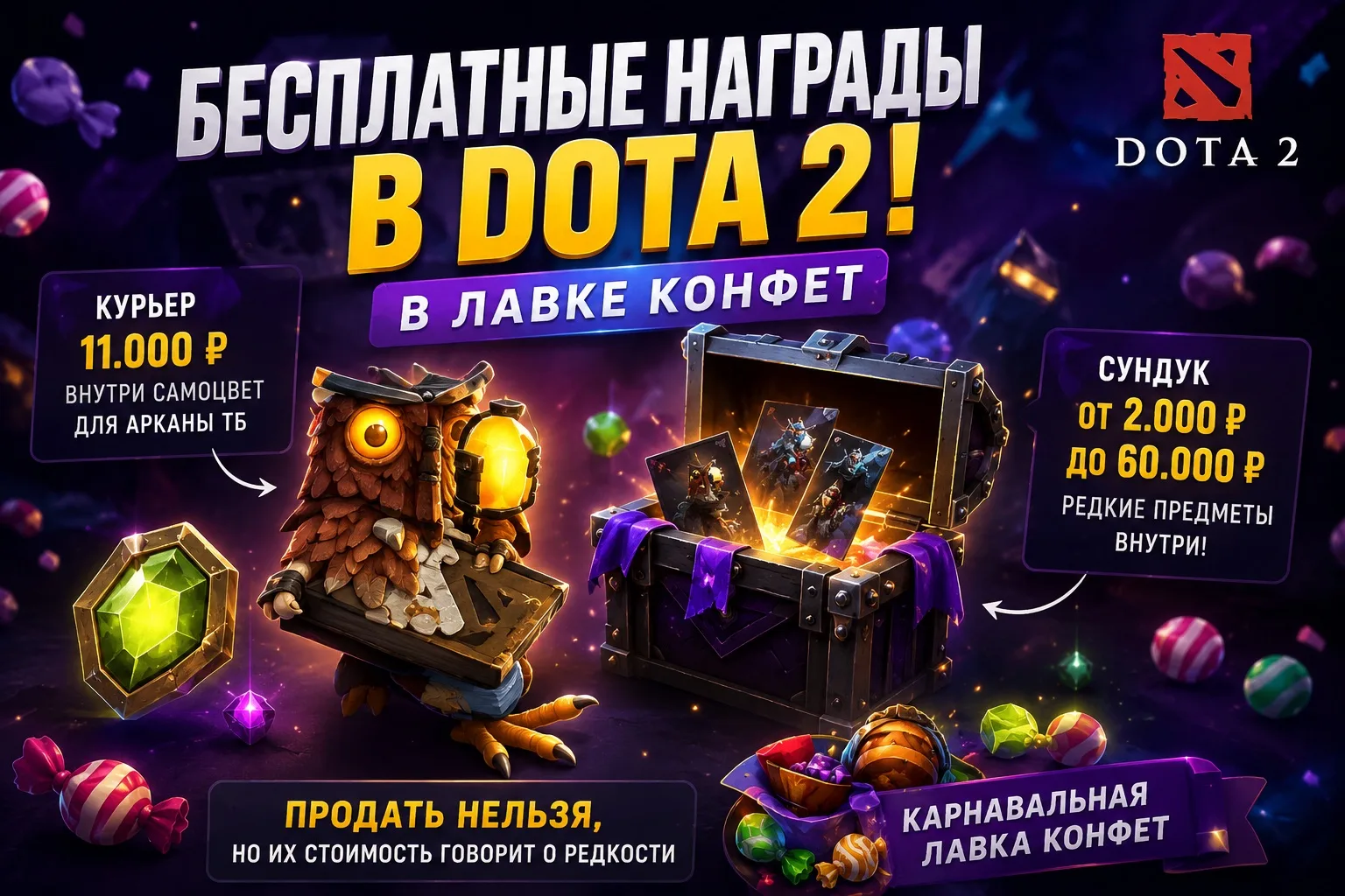 🎉 В Dota 2 можно бесплатно получить курьера за 11к рублей и сундук со шмотками стоимос...