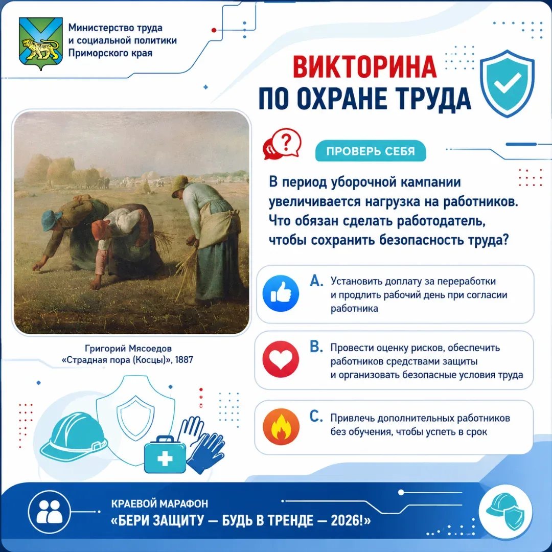 🛡 Финальный вопрос нашей викторины  На третьей карточке — картина Григория Мясоедова «Страдная пора.