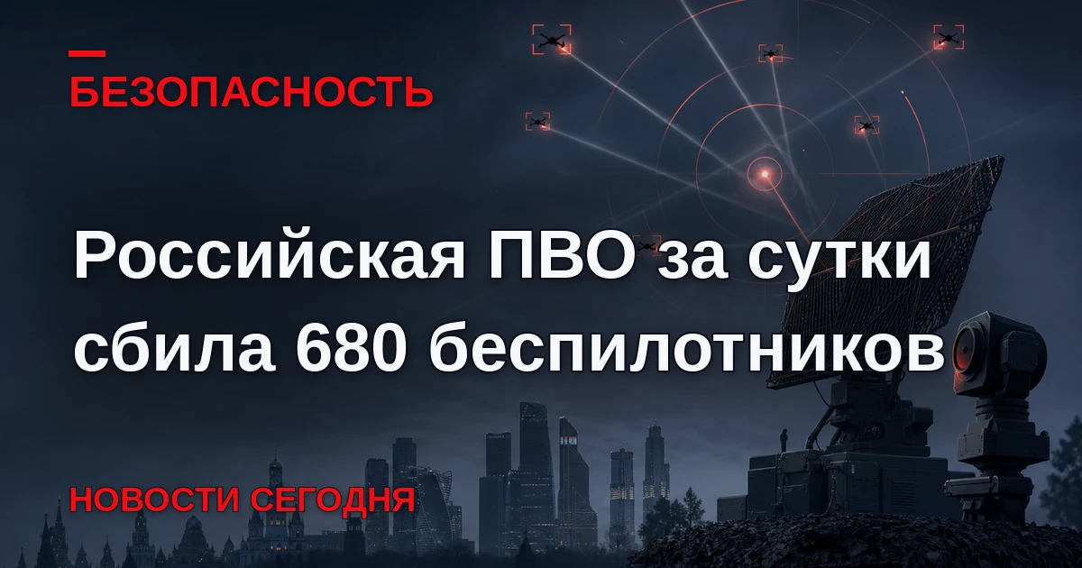 Российские силы ПВО сбили за сутки 680 беспилотников и шесть авиационных бомб украински...