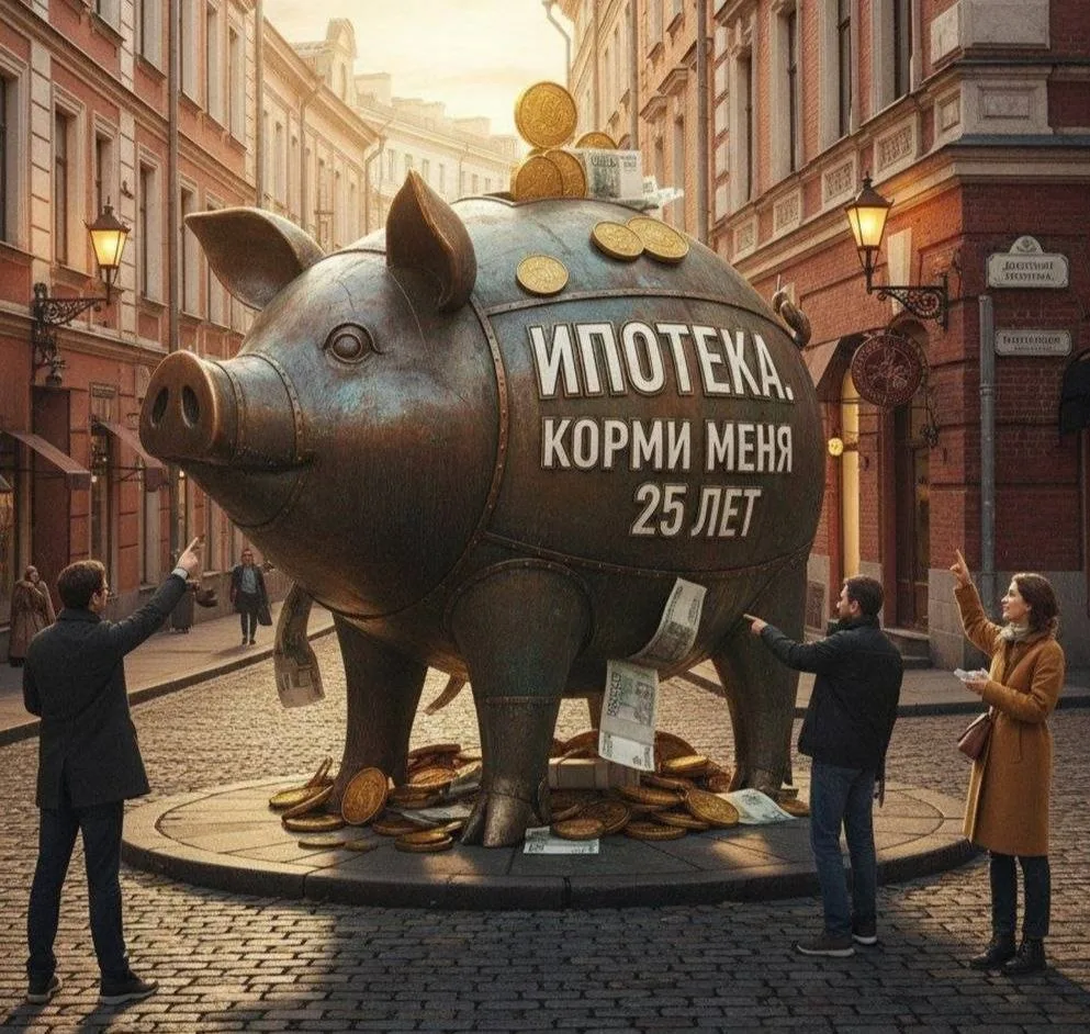 ℹ️ В центре Москвы предложили установить памятник ипотеке - свинью-копилку  Столичные риелторы высту