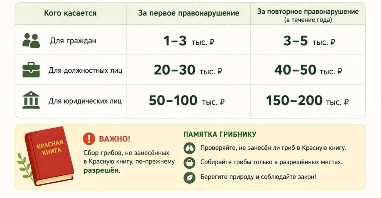 🍄‍🟫 С сегодняшнего дня в Подмосковье начинают действовать штрафы за сбор краснокнижны...