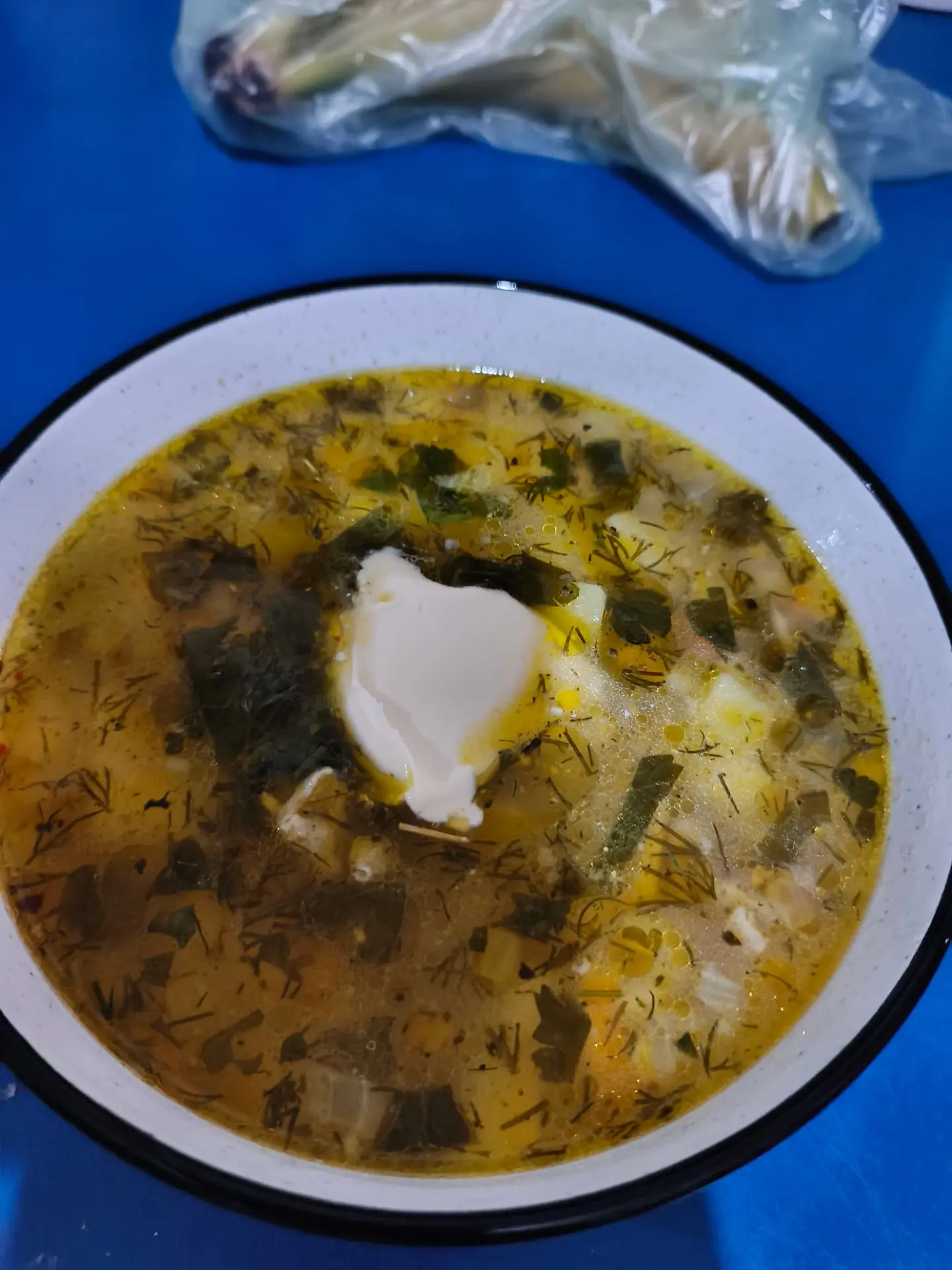 Вкусненький рассольник с домашней сметанкой 😋😋😋