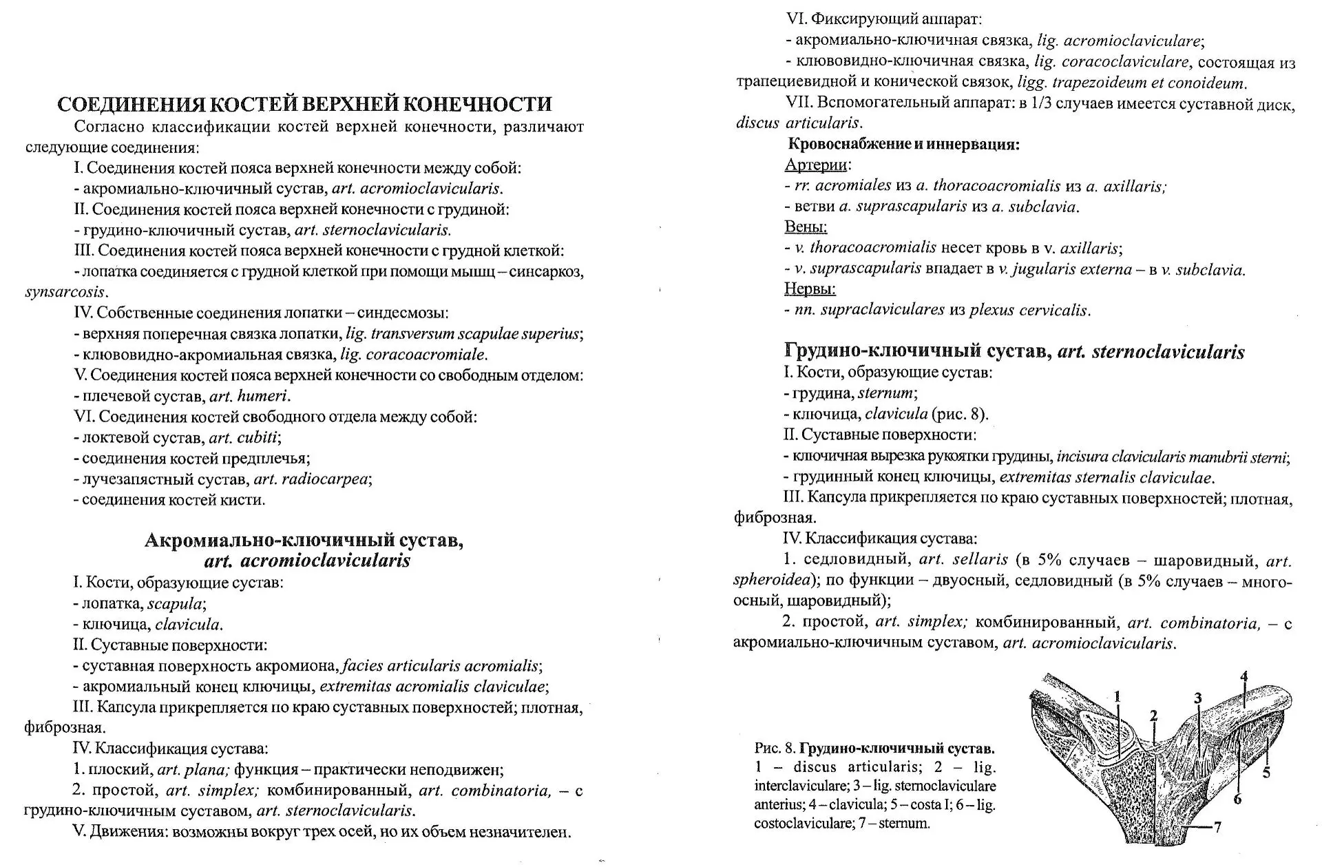 Соединения костей верхней конечности