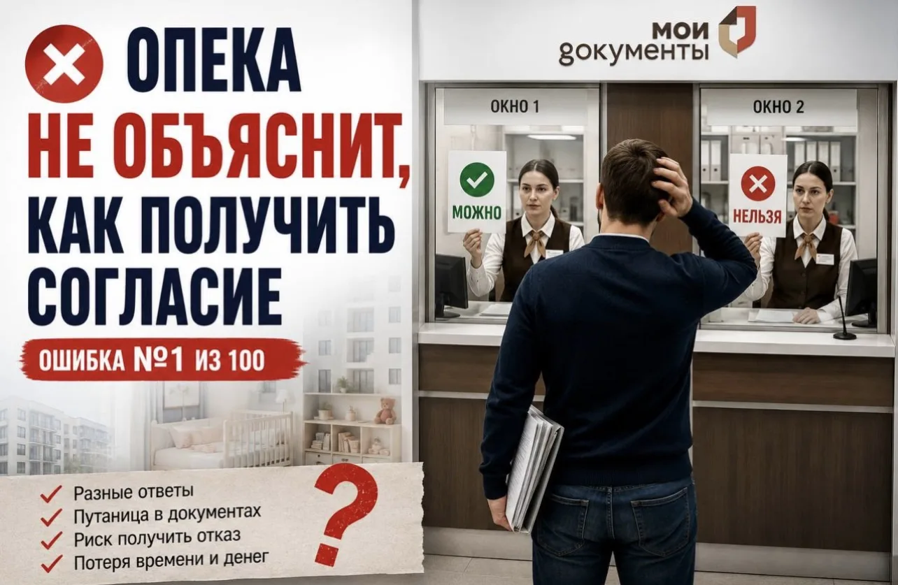 Ошибка 1 из 100. Органы опеки подскажут, как получить согласие на продажу.