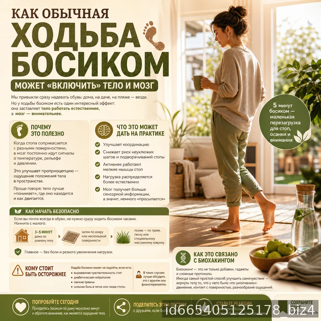 🦶 Как обычная ходьба босиком может «включить» тело и мозг