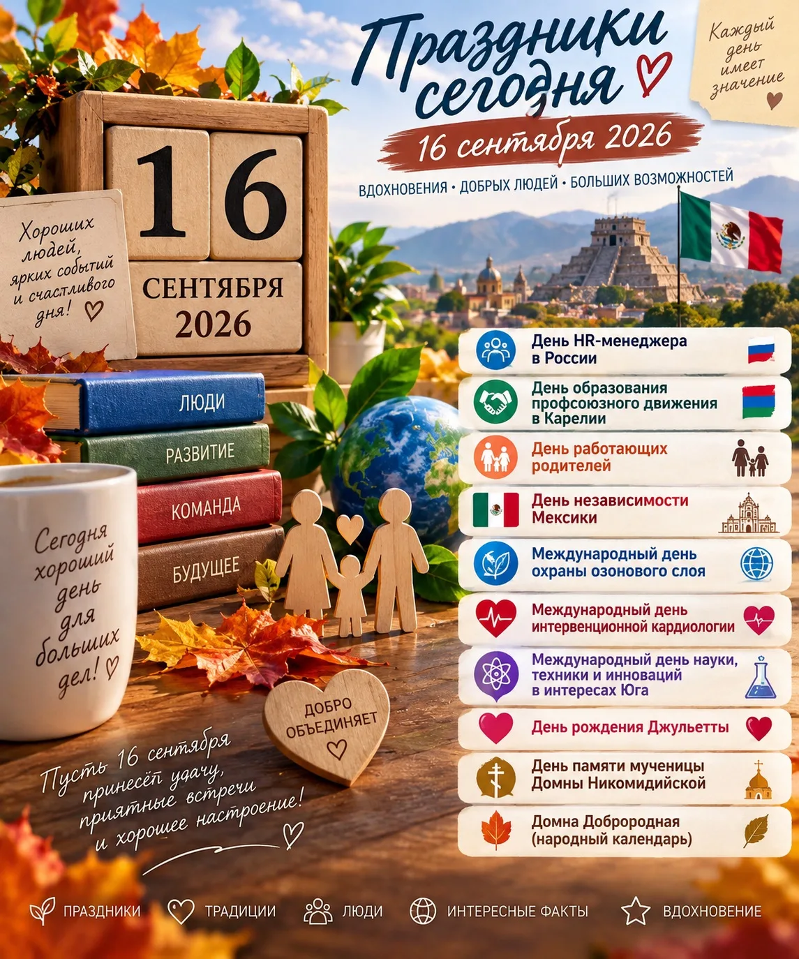 🎉 Праздники сегодня — 16 сентября 2026 🎉