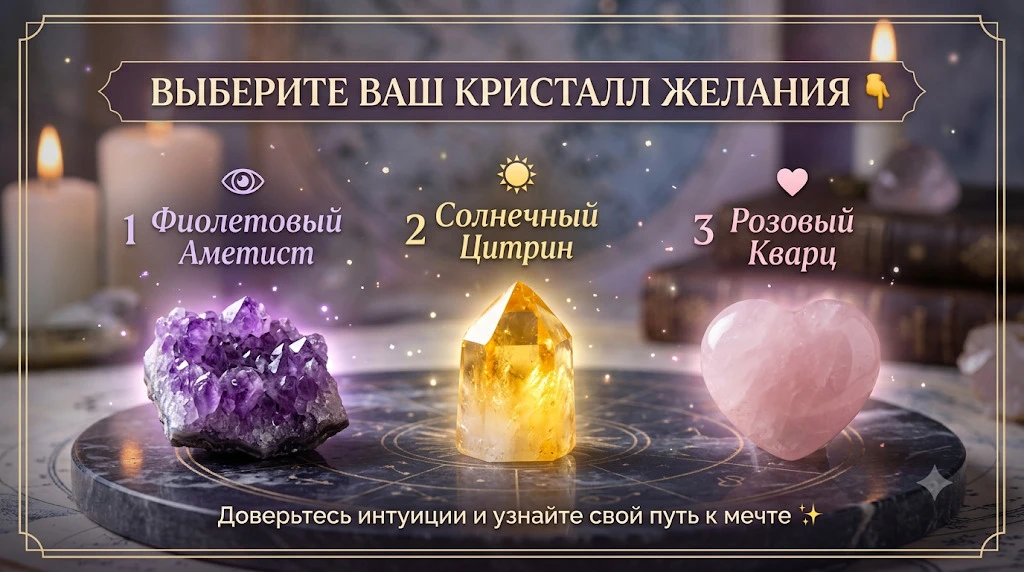 🔮 Выберите магический кристалл и узнайте, что ускорит исполнение вашей мечты 👇