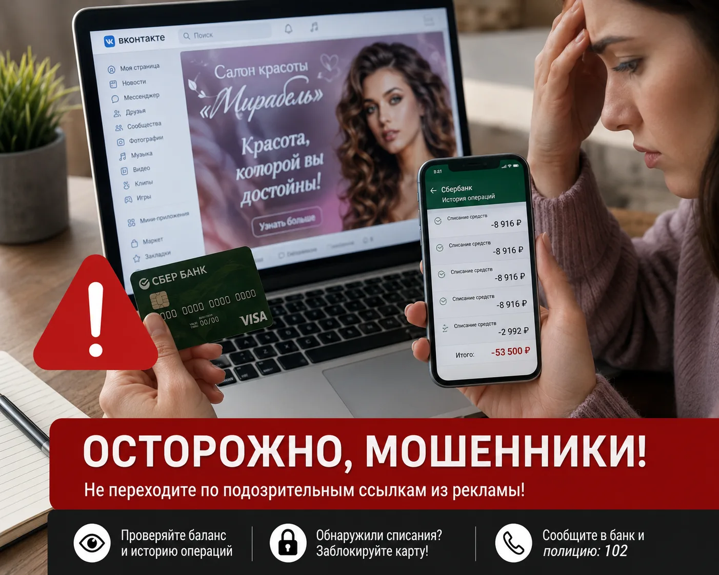 🚨 Осторожно, мошенники! Реклама салона красоты «Мирабель» обернулась кражей 53 500 руб...