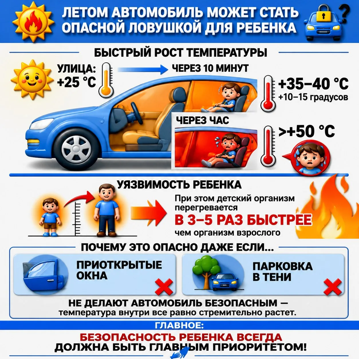 ☀️ Лето, солнце... и смертельная опасность в салоне автомобиля ….родители, внимание! 

☀️Летом припа