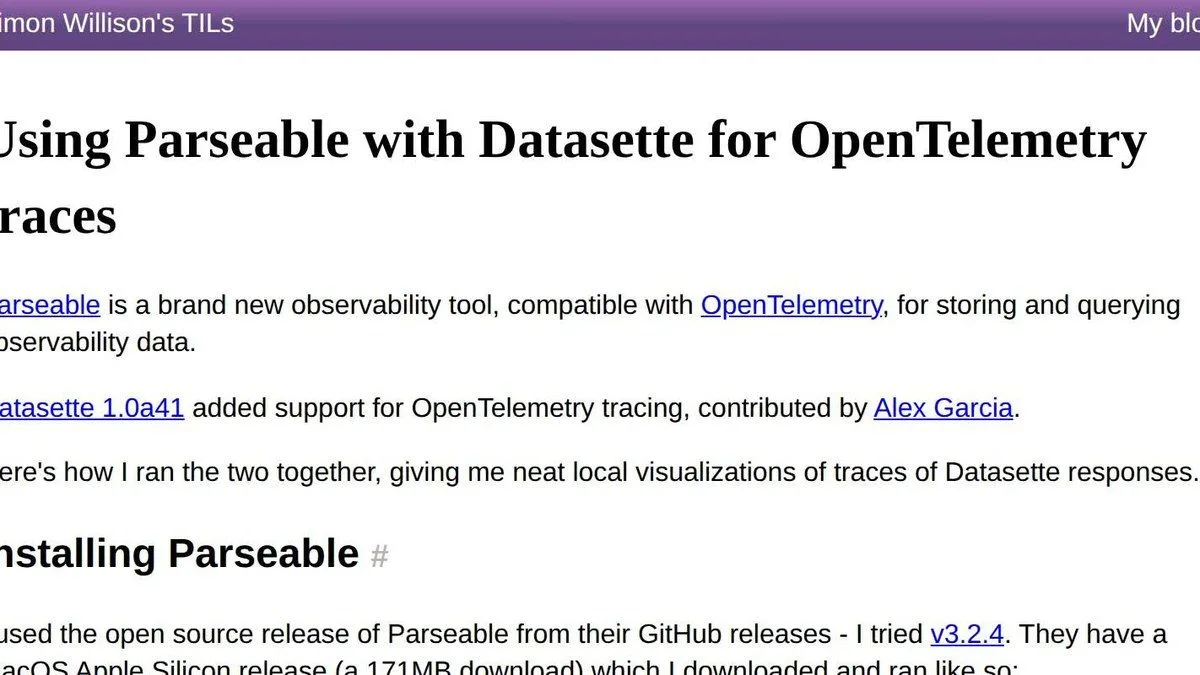 Willison протянул трейсы Datasette в Parseable — с помощью Codex