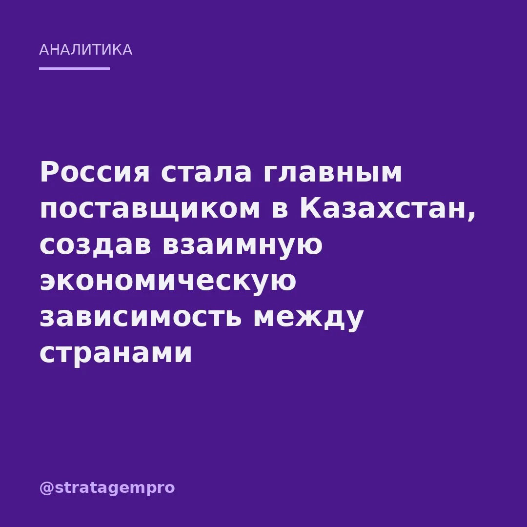 🧭 Россия впервые стала главным поставщиком товаров в Казахстан.