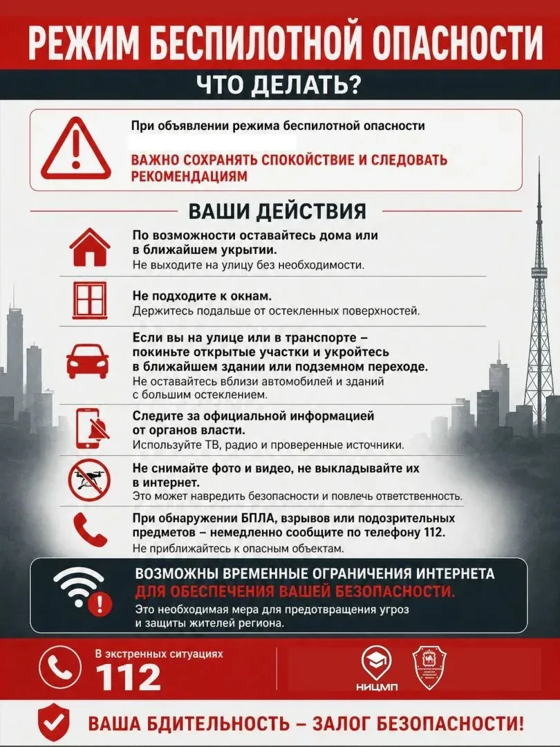 ✅Напоминаем✅  Как нужно действовать при угрозе БПЛА ⚡ При угрозе атаки БПЛА важно действовать быстро