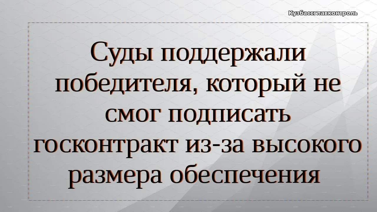 Победитель вовремя не подписал контракт из-за сложностей с оформлением обеспечения. Он ...