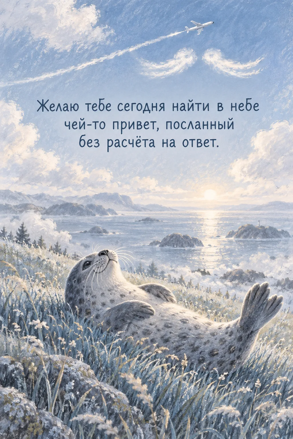 Лёг в траву на холме — просто потому, что утро и пятница, и небо такое высокое, что в н...