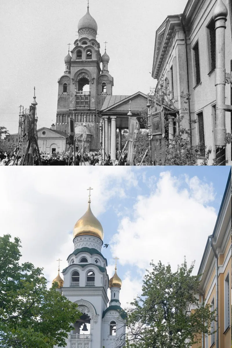 📍Колокольня-храм Вознесения Христова и Покровский собор в Рогожском.    1959/2025 год.  💡На фотограф