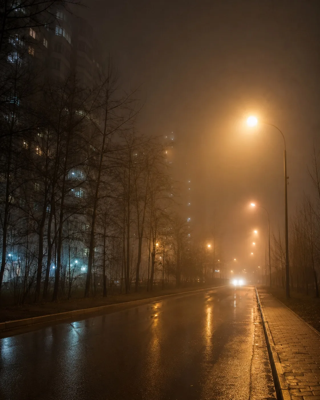 🌫️ ТУМАН В КРАСНОГОРСКЕ НОЧЬЮ