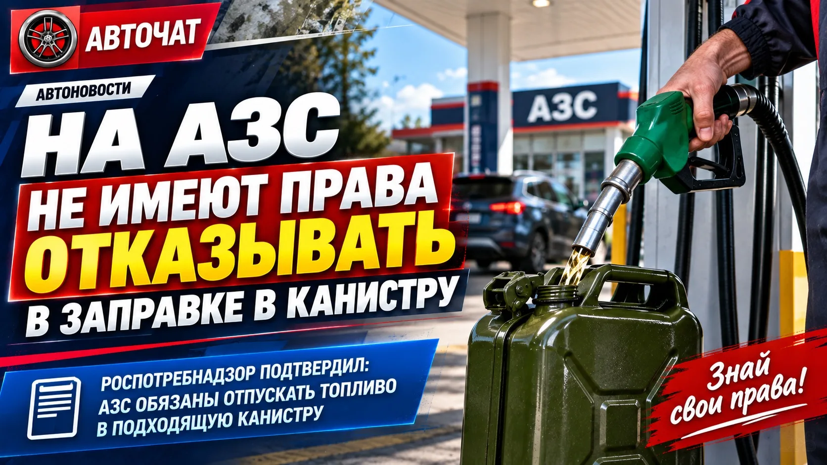 На АЗС не имеют права отказывать в заправке бензина в канистру