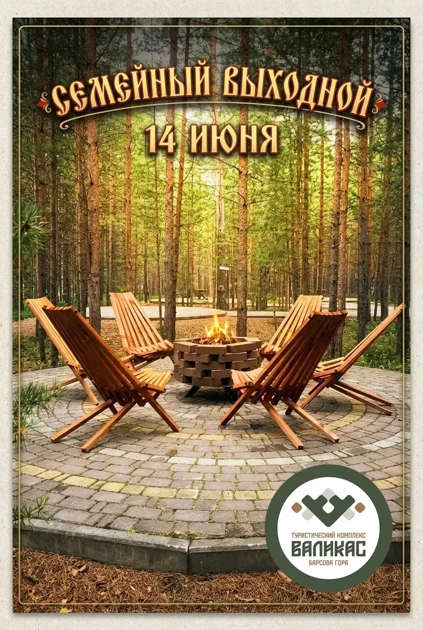 Семейный выходной в туркомплексе «Валикас»🌿
📅 14 июня | 🕛 Старт в 12:00

Чем заняться? Выбирайте 