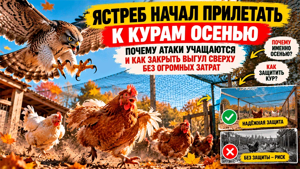 Ястреб начал прилетать к курам осенью – почему атаки учащаются и как закрыть выгул свер...