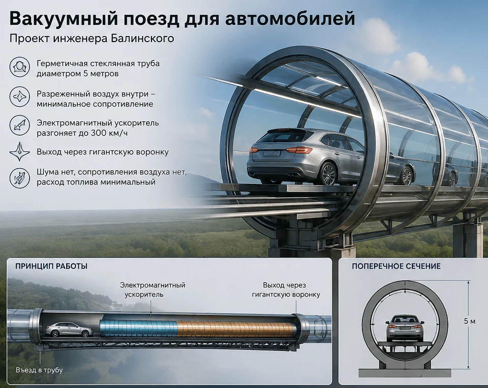 Представьте на минуту: трасса от Москвы до Владивостока, проложенная в стеклянных труба...
