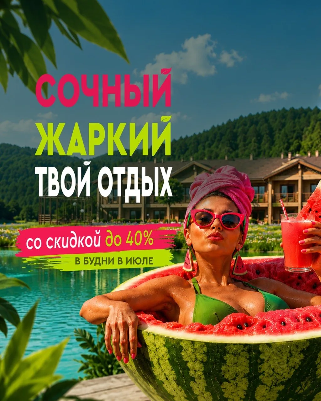 Акция месяца: скидка до 40% на отдых в июле! ☀️