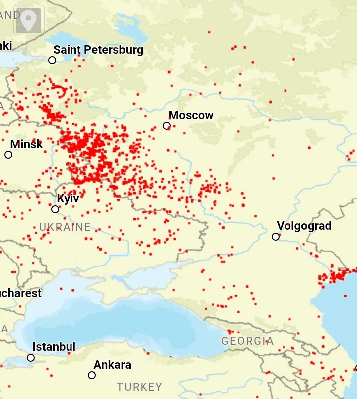 Весенние палы сухой травы на Европейской части СНГ.