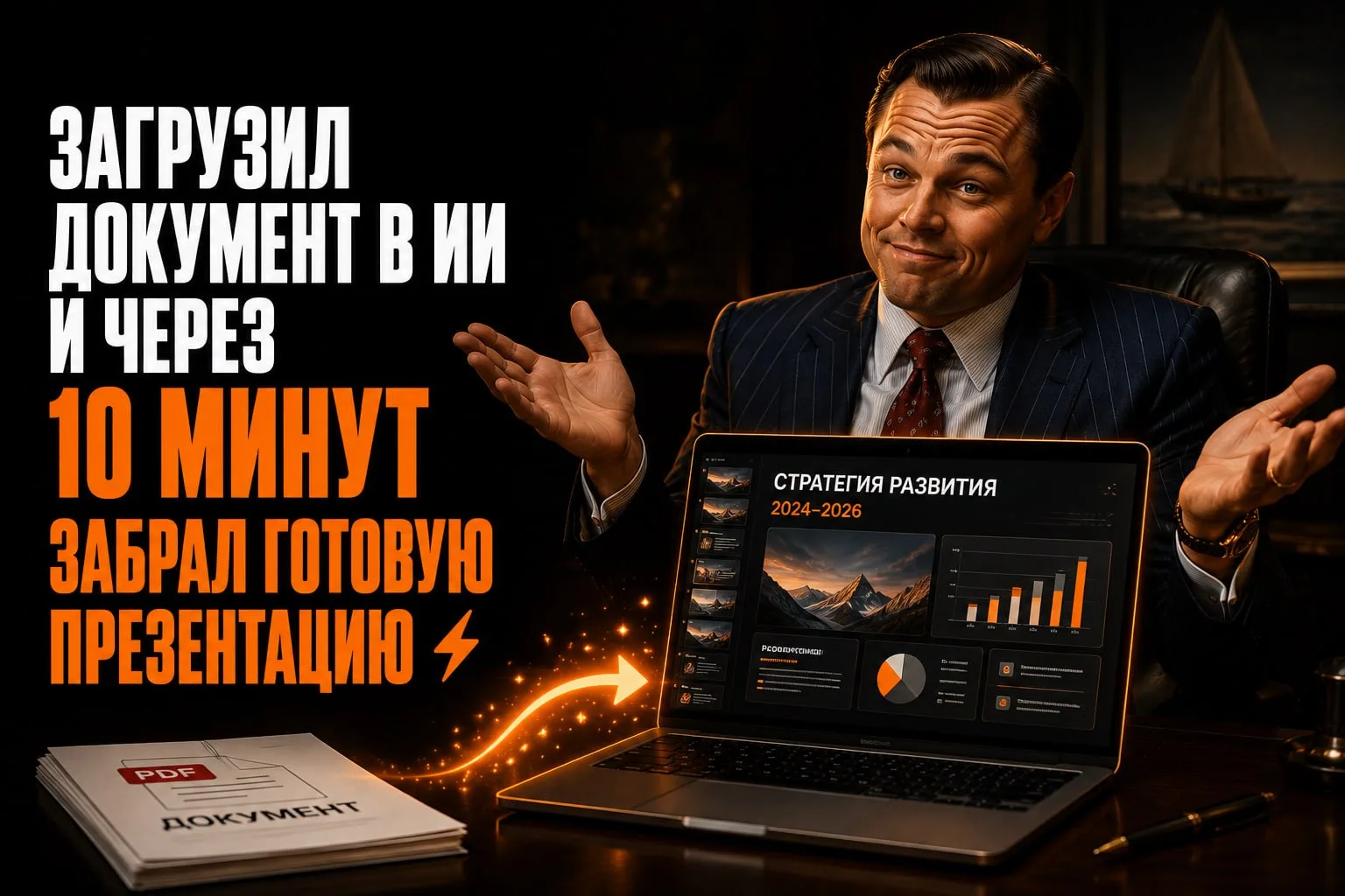 Загрузил документ в ИИ и через 10 минут забрал готовую презентацию⚡️