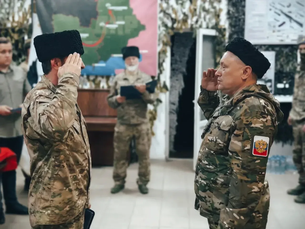Офицеры штаба Всероссийского казачьего общества посетили расположение казачьих добровольческих батал