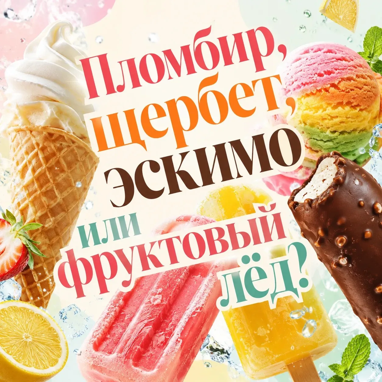 В такую жару точно хочется подкрепиться чем-то холодненьким! Пломбир, щербет, эскимо ил...