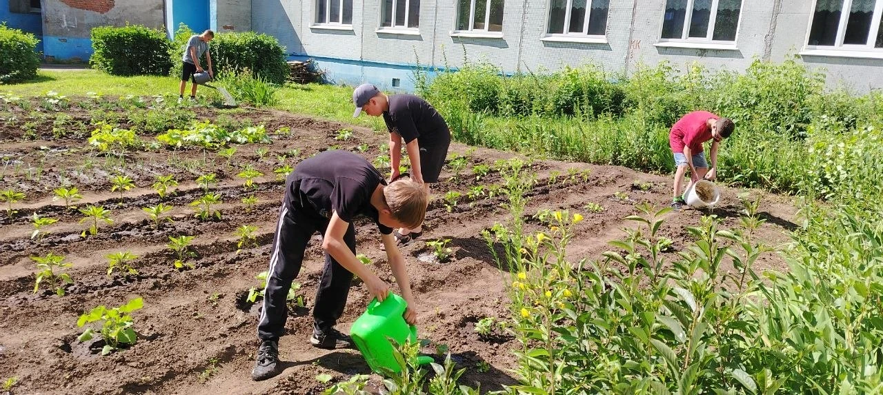 7 «Г» продолжает свою работу на пришкольном участке🙌 
Обильно поливаем все клумбы и школьный огород