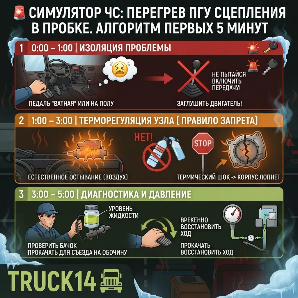 🚨 Симулятор ЧС: Перегрев ПГУ сцепления в пробке. Алгоритм первых 5 минут

Паника и попытки силой «в
