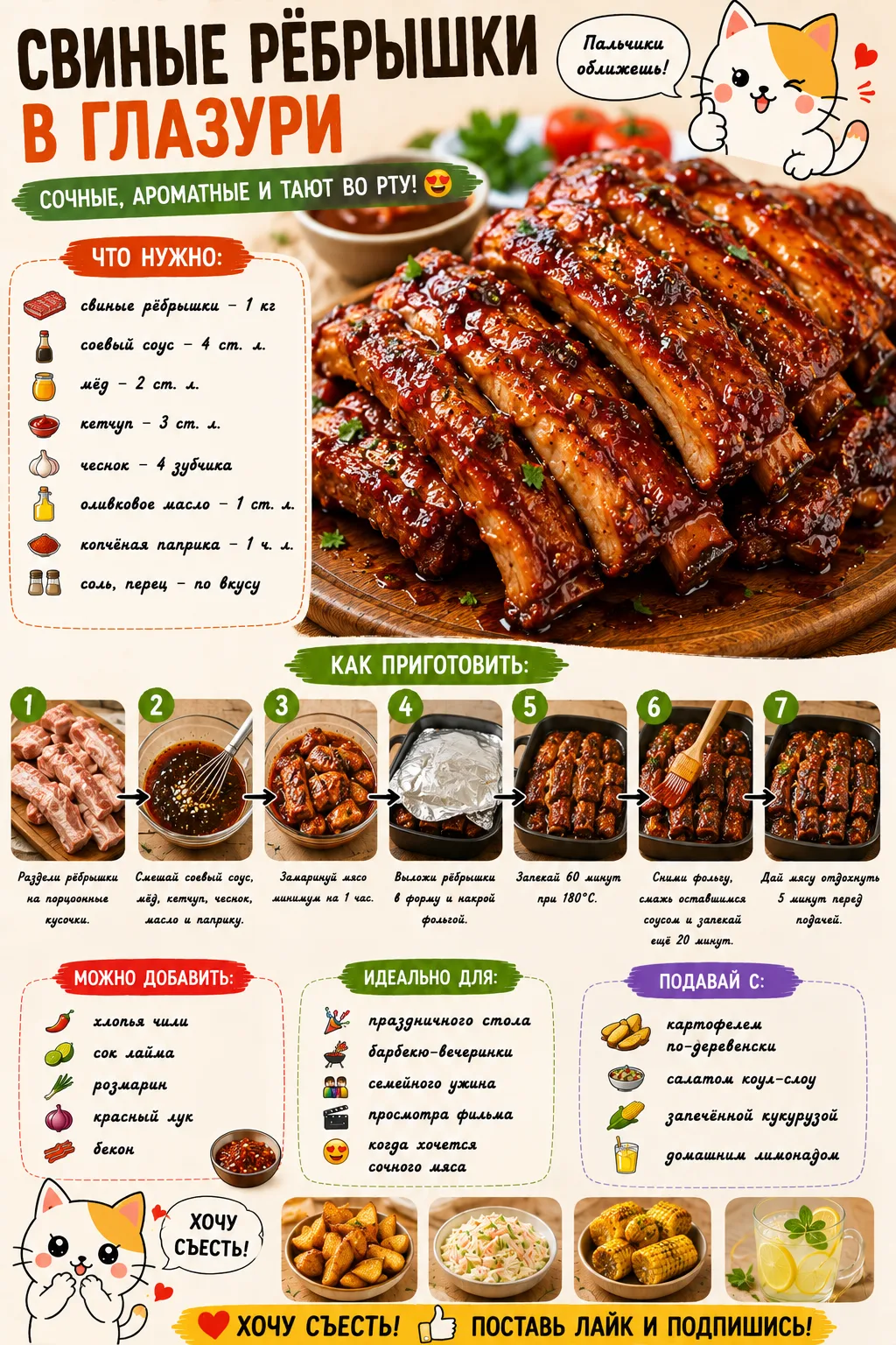 🍖 СВИНЫЕ РЁБРЫШКИ В ГЛАЗУРИ