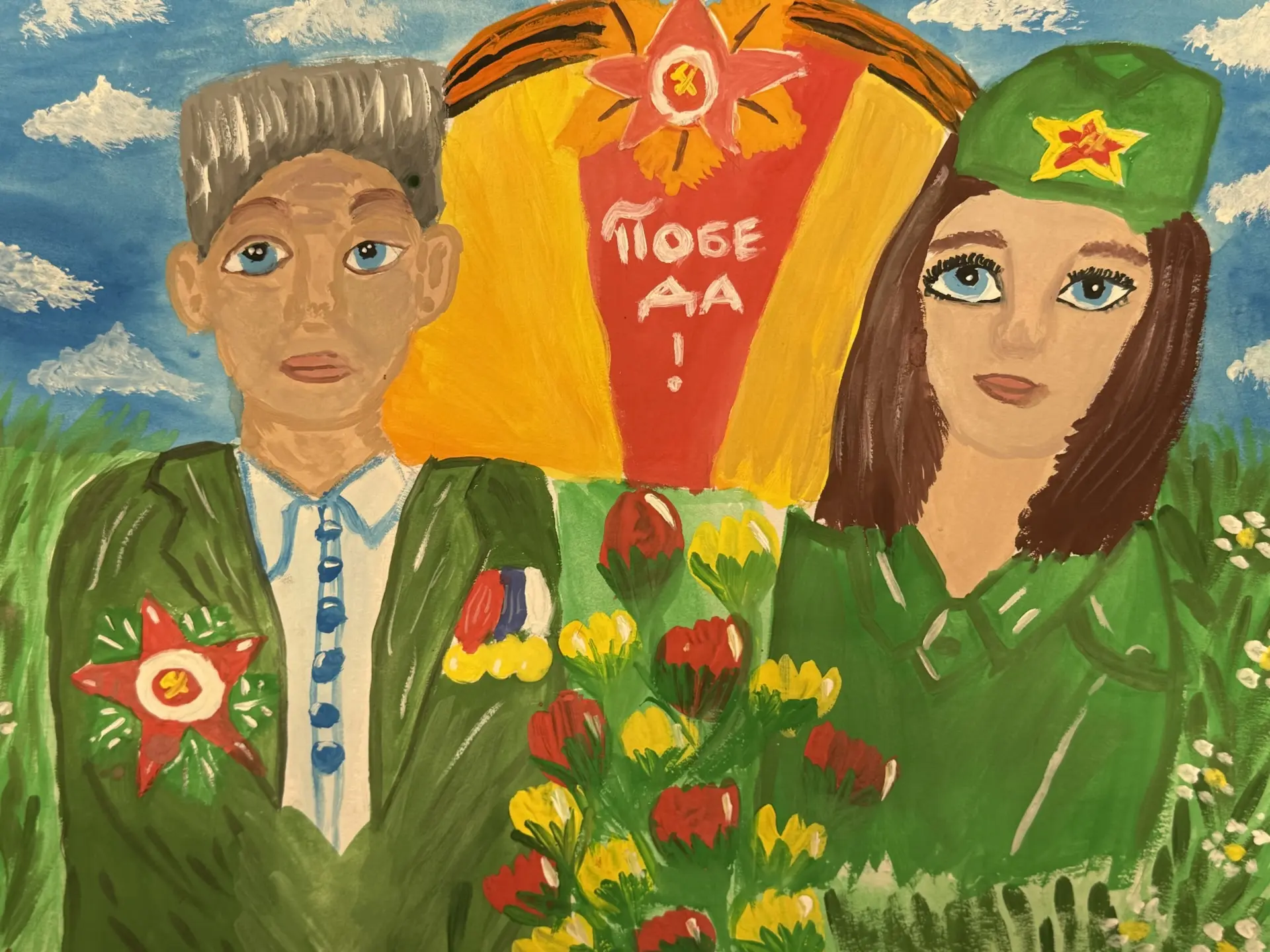 🎨 В МБОУ СОШ №17 г. Азова открылась трогательная выставка детского рисунка «Рисуем Победу», приуроче
