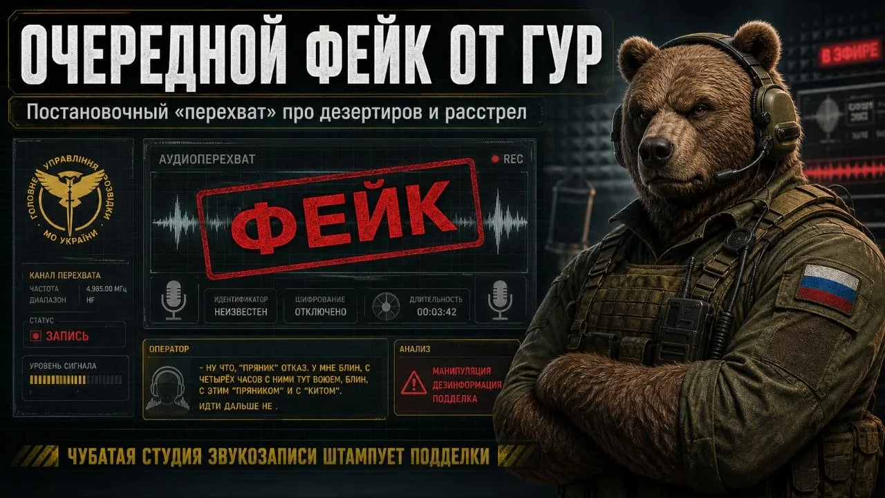 Очередной фейк от ГУР

Хохлятская пропаганда продолжает штамповать постановочные «перехваты», пытаяс