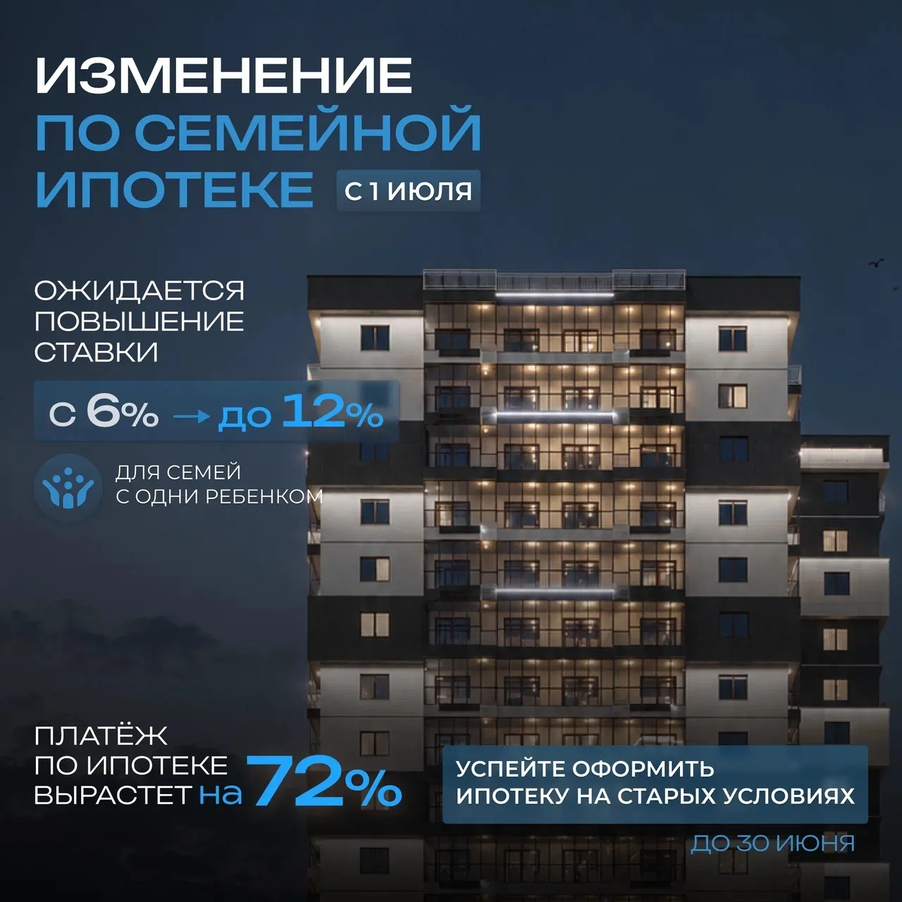 📈 ИЗМЕНЕНИЯ ПО ПРОГРАММЕ «СЕМЕЙНАЯ ИПОТЕКА»: успейте оформить на действующих условиях!